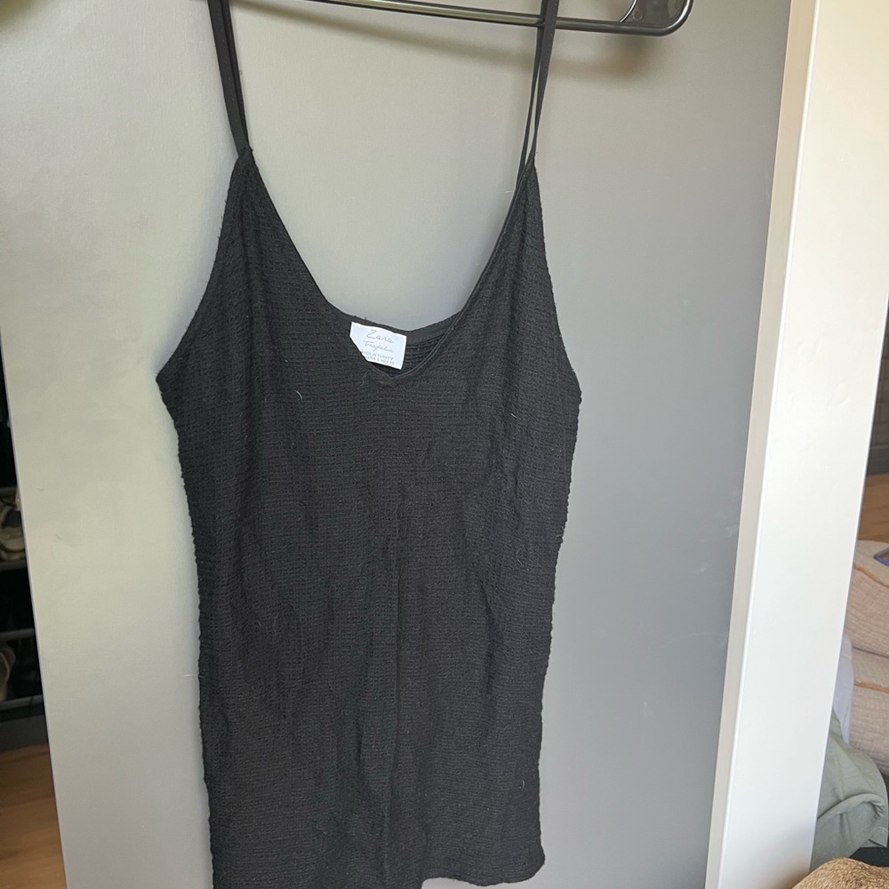 Zara Black Textured Camisole Top